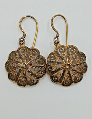 925 MD Vermeil Filigree Drop Earrings 1.5in Sterling Silver 5g Gold Wash Estate