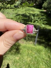 Solid Sterling Ruby Ring Sz 6.5