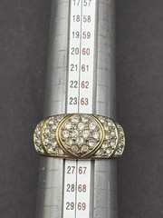 Vintage 18KT GP Signed Rhinestone Cluster Ring Size 11.25 Bold 3-Section Oval