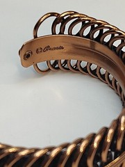 Vintage Renoir Signed Copper Coil MCM Cuff Bangle Bracelet & Clip On Earring Set