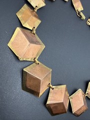 Vintage Cube Two Tone Geometric Necklace 16.5” J4