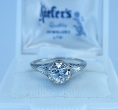 18k 1920’s Art Deco Old Euro Diamond .70 ct Solitaire RING Engagement Filigree