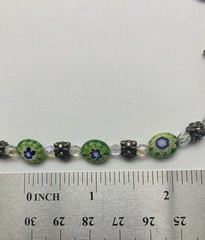 Vintage 1950s Murano millefiori green and blue glass beaded choker necklace 16”