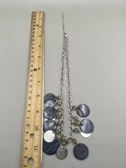 Vintage Boho Chic Silver Tone Medallion Blue Bead Necklace