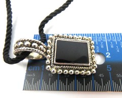 VTG BEST Pendant Silver Tone Metal Beaded Accent with ONYX?