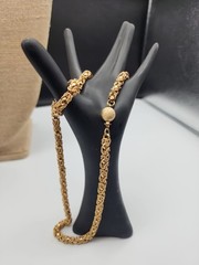 Vintage 22″ Gold Tone Textured Byzantine Link Necklace 22″ Box Clasp