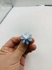 Vintage Sterling Silver Size 6 Spring Pastel Blue Flower Statement Cocktail Ring