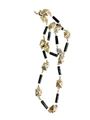 Vintage sterling silver and black onyx necklace, 19 inches long.