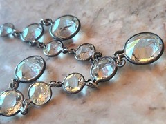 Antique Edwardian Art Deco Sterling Riviere Rock Crystal Rhinestones Necklace