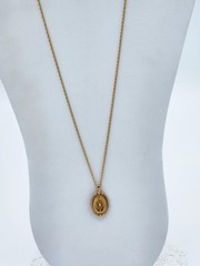 Vintage 1983 AVON Victorian Reversible Pendant Necklace Faux Black Onyx 20″