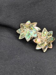 Vintage Signed 925 Mexican Taxco Abalone Shell Inlay Earrings Sterling Silver