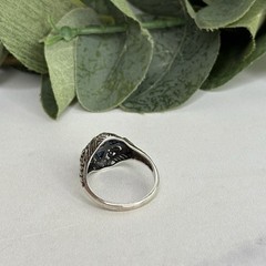 Vintage Sterling Silver Art Deco Edwardian Inspired Topaz Ring Filigree Size 7