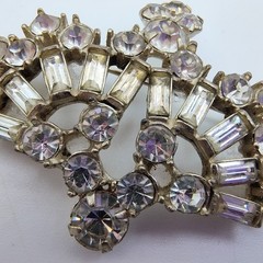 Vintage Art Deco Rhinestone Crown Brooch Old Hollywood Regency Tiara Royalcore