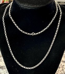 Vtg High Quality Rolo Sterling Silver 21 Gram Chain 30″ Opera-length 1940