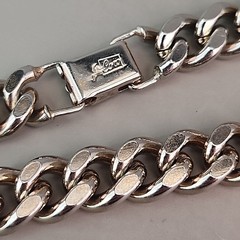 Vintage Coro Cuban Necklace Heavy Silver Tone Chunky SHORT 15″