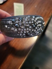 Birch Hill NWT Chunky dark gray bling Lucite Plastic Bangle Bracelet 3.25″