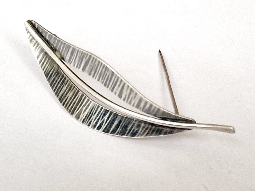 Brooch Leaf 835 Silver THEODOR KLOTZ Pforzheim “TEKA” Z762