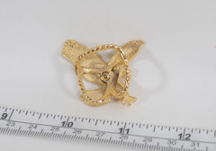 Flying Eagle Scarf Slide Gold Tone Patriotic Jewelry Bolo Beautiful! UNUSED