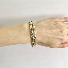 Vintage 1950’s Wide Woven Wheat Chain Bracelet 14K Yellow Gold, 8 Inch, 12.27 Gr