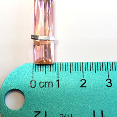 Vintage Pink Cubic Zirconia Baguette Pendant Silver 925, Modernist, 1 5/8″L