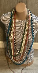 9 VTG Long Costume Jewelry Beaded Necklaces- Various Styles, Colors & Lengths