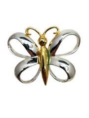 Vintage AAI Butterfly Goldtone Enamel Brooch Pin 2″
