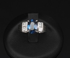 Fine 2.84ct Royal Blue Sapphire & 0.76ct Diamond Platinum Ring, Size 5.5