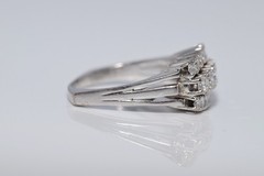 Antique Circa 1920s Art Deco 18k Gold Natural Diamond Decorated Ring
