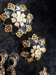 RHINESTONE Mixed Vintage Multi-Color Pierced Earrings LOT/10