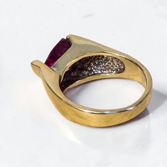 UTC Trillion Cut Lab Red Ruby Stone 18K Gold Plated 925 Sterling Silver Ring 9.5