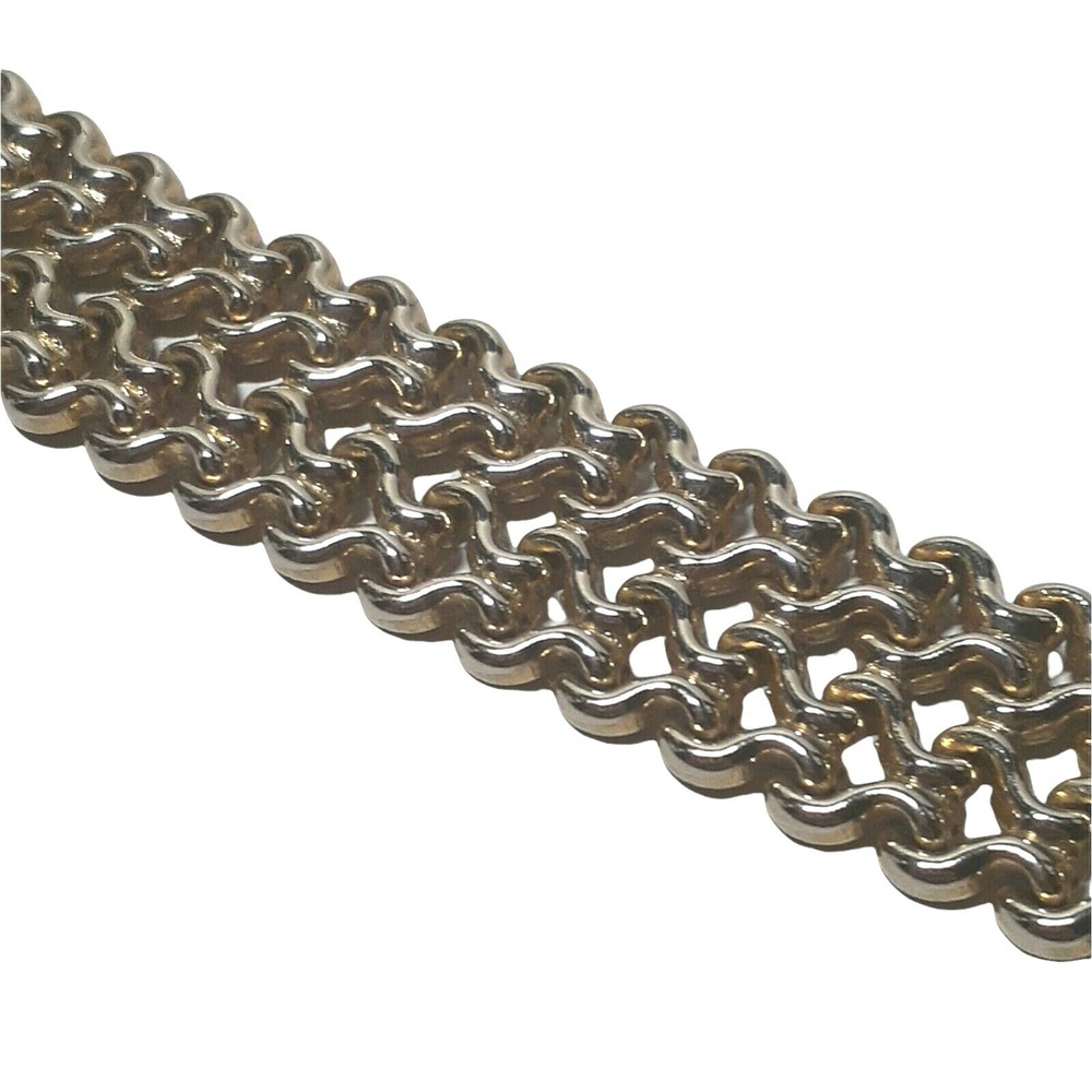 VTG Brass Plated Metal Double Width Chain with Fold Over Clasp Art Deco