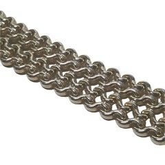 VTG Brass Plated Metal Double Width Chain with Fold Over Clasp Art Deco