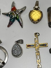 Vintage Estate Necklace Pendants Charms Various Sizes Mixed Materials Lot of 15
