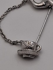 Teapot and Cup Stick Pin Avon 1980’s Silver Color Metal