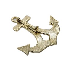 Anchor Ship Brooch Red White Enamel Gold tone Vintage 2.25 in