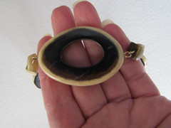 Vintage 1960’s Retro Flat Bone or Horn Disc Beaded Necklace 31″