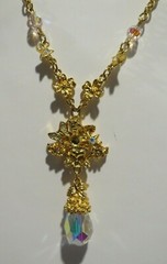 Vintage KIRKS FOLLY Fairy Angel drop Aurora Borealis Crystal necklace Butterfly