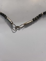 Vtg. Brass, Copper? Wood Beads Tribal Necklace, Large Round Disks