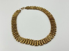 Vintage Egyptian Revival Gold Tone Choker Necklace 18 Inch
