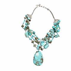Vintage Bellagio Crystals Necklace Turquoise Multi-Strand Boho Chic 17-19 inches