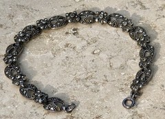 ✨VINTAGE Sterling Silver MARCASITE Floral 🌺Tennis Bracelet 🌟ESTATE Jewelry🌟