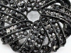 Weiss Vintage Jet-Black Rhinestone Brooch Pin SEE DESCRIPTION