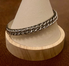 Vintage Bangle Bracelet Silver Tone Chain 8.25” Biker