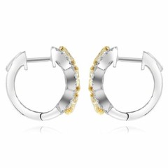 WIDE 3.51CT WHITE & FANCY YELLOW DIAMOND 18KT TWO TONE GOLD 3D HANGING EARRINGS