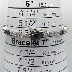 Vintage Black Onyx & Cubic Zirconia Stunning SIlver tone Tennis Bracelet 6.75″