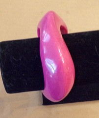 LARGE Vintage Lucite Acrylic Plastic Pink Bangle Bracelet Asymmetrical HEAVY