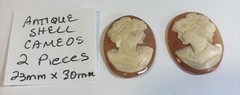 Antique Shell Cameos 2 Pieces 23mm X 30mm