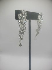 Vintage Chandelier Earrings Crystal Clip On Huggie Dangle Drop Jewelry Costume