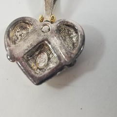 Vintage Premiere Designs Signed Heart Rhinestone Pendant Silver Tone Gold Tone