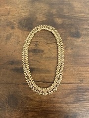 CROWN TRIFARI Link necklace Signed textured vine GOLD Tone Metal Vtg Jewelry